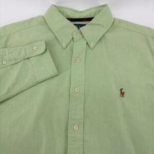Ralph Lauren Classic Fit Button Down Shirt Men Size L Light Green Polo Pony Logo